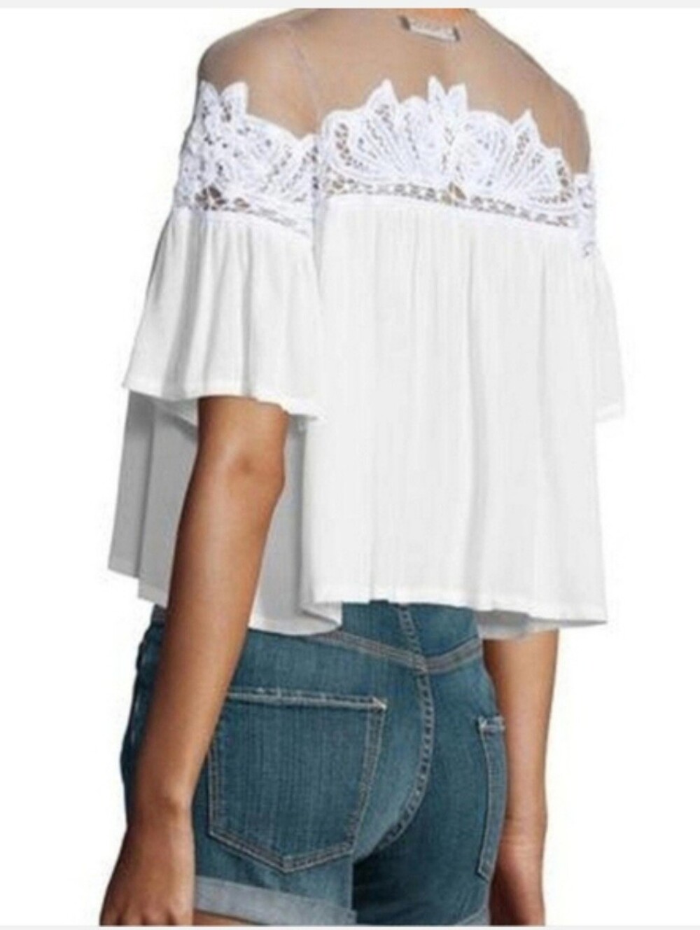 For Love And Lemons Cream Crochet Lace Peasant Blouse - Picture 3 of 11